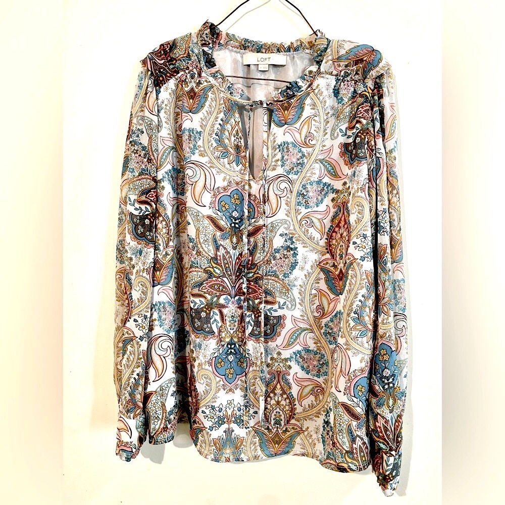 Loft long sleeve ruffle blouse.